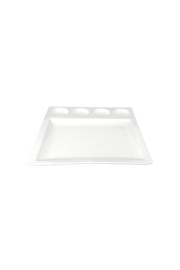 SQUALO Squalo - White Porcelain Square Divided Serving Dish - 2.5x32.5x32.5 cm
