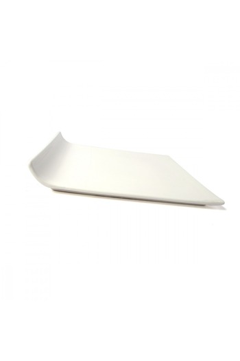 SQUALO Squalo - Elegant Rectangular Flat Serving Dish (Porcelain) with Curved Edge, White - 4.3x30.5x30.5 cm