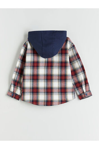 LC Waikiki Red Hooded Plaid Boys Shirt