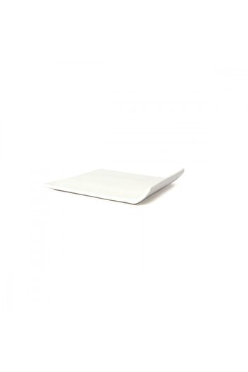 SQUALO Squalo - Elegant rectangular flat porcelain serving plate with curved edge, white - 3.3x20.2x20 cm