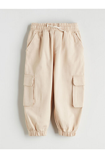LC Waikiki Beige Elastic Waist Baby Boy Cargo Pants