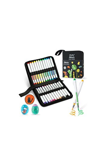 Ohuhu Set of 24 Nahuku Acrylic Markers, Direct-ink, Water-Based, Flexible Tip, Multicolor