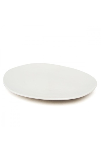 SQUALO Squalo - Elegant Flat Oval Porcelain Serving Dish with Modern Design, White - 2.5x37x25.5 cm
