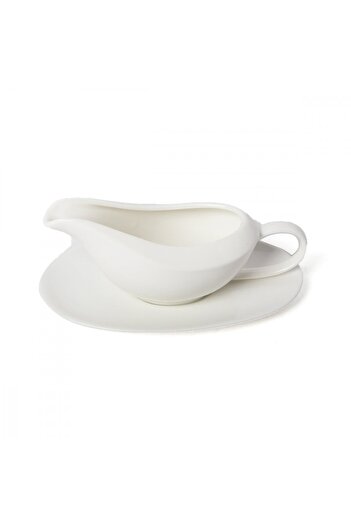 SQUALO Squalo - Elegant Porcelain Sauce Bowl with Saucer, White - 7x17.8x10.5 cm