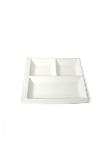 SQUALO Squalo - Elegant Square Cut Porcelain Serving Dish, White - 3x25.5x25.5 cm