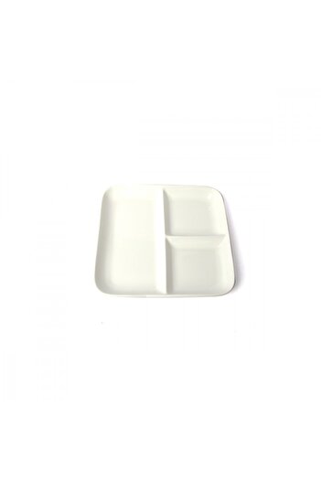 SQUALO Squalo - Elegant rectangular porcelain serving plate with 3 sections, white - 2.5x23x23 cm