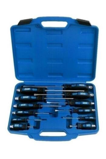 Garage Meister Set of 12 GM52748 mechanical screwdrivers, impact, 6 cross-shaped and 6 straight profile