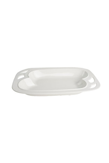 SQUALO Squalo Porcelain Serving Platter, Elegant Rectangular, Contemporary Design - White, 25.5 x 40.5 x 5.5 cm