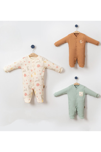 Momercy Rabbit Love Triple Baby Romper Set