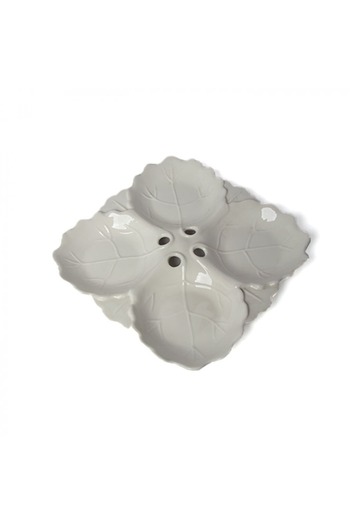 SQUALO Squalo - Elegant 4-Compartment Leaf-Shaped Serving Dish (Porcelain) with Contemporary Design - White 3.5x31x31 cm