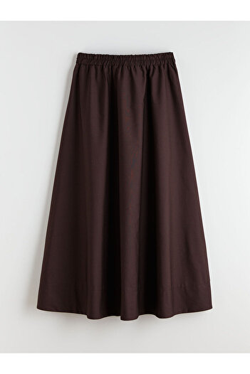 LC Waikiki Brown Elastic Waist Flared Skirt