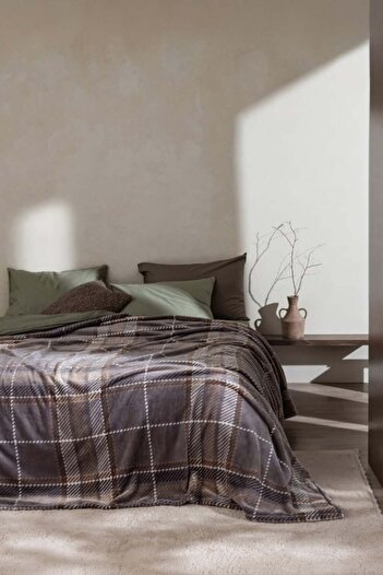 Madame Coco New Season Antonin Single Welsoft Printed Blanket - Gray/Beige - Gray/Beige