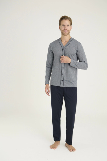 Kocabey 9225 Men's V-Neck Buttoned Pajama Set