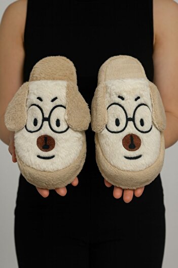 STOCON Dog Embroidered Cute House Slippers Women's House Slippers Dowry Slippers Stc1166