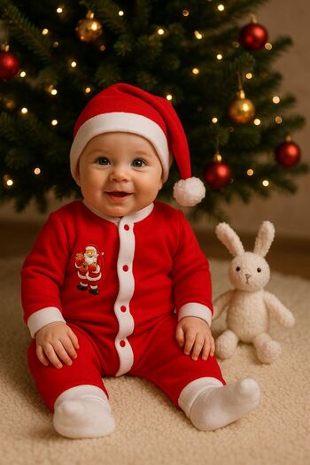 Bilge Trend Baby Girl Boy Christmas Theme Jumpsuit Hat Set