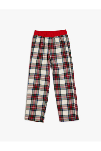 Koton Elastic Waist Cotton Plaid Pajama Bottoms