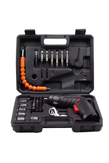 MDHL Portable Electric Screwdriver, 47 Pieces, Rechargeable Battery, Rotating Handle, Bits and Socket Hea