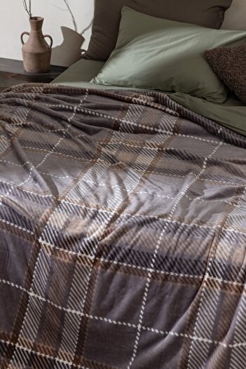 Madame Coco New Season Antonin Single Welsoft Printed Blanket - Gray/Beige - Gray/Beige
