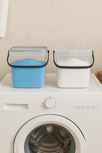 HSDemirci 2-Pack Multibox Detergent Box & Bathroom Organizer & Storage Box 6 Lt Transparent