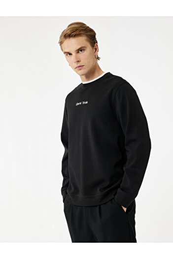 Koton Long Sleeve Crew Neck Sweatshirt with Embroidery Detail