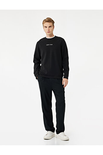Koton Long Sleeve Crew Neck Sweatshirt with Embroidery Detail