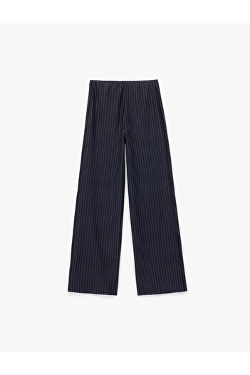 Koton Straight Wide-Leg Striped Fabric Pants