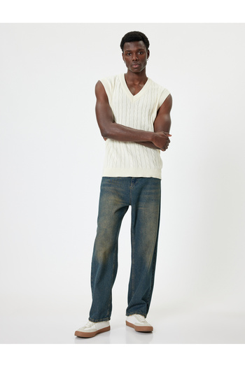 Koton Ecru Men's Vest 5Wam70006Ht