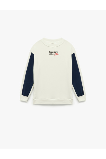 Koton Shardonlu Color Contrast Long Sleeve Crew Neck Printed Oversize Sweatshirt