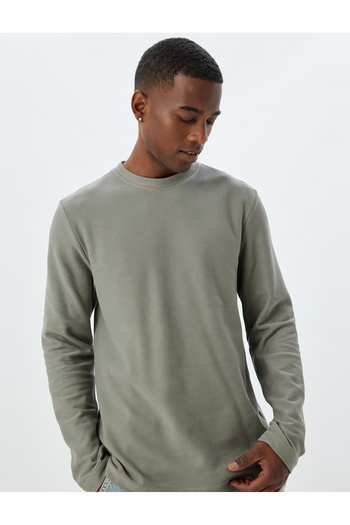 Koton Long Sleeve T-Shirt Basic Crew Neck Slim Fit Cotton