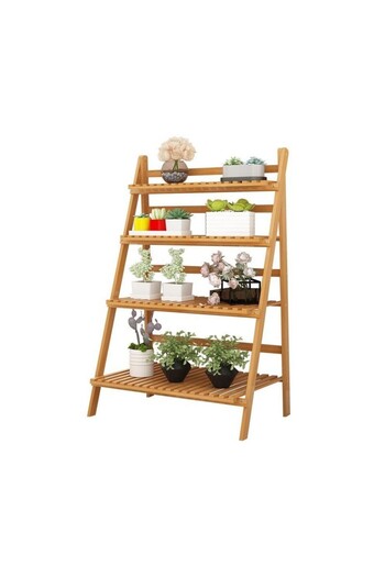 JollyMag Support for flower pots and plants, modern bamboo shelf, JollyMag, POL04, 122x47x70 cm