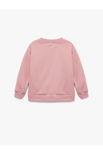 Koton Cotton Ribbed Long Sleeve Crew Neck Printed Sweatshirt