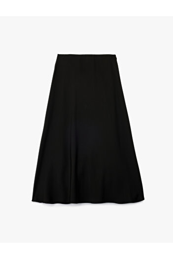 Koton Midi Length Bell Cut Satin Flared Skirt
