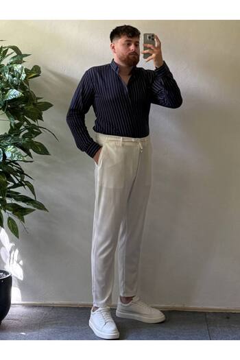 Arvens Navy Blue White Striped Modal Fabric Shirt Top Quality Fabric Men's Shirt Women's Unisex
