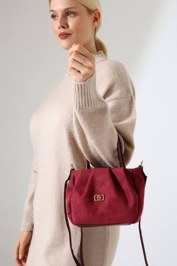 Encool Burgundy Women's Nubuck Small Lined Bag – Stylish, Elegant Shoulder and Handbag for Evening and Invitations