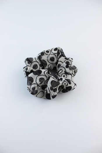 İLKYAZ Patterned Chiffon Fabric Rubber Buckle Bagel Buckle - Gray