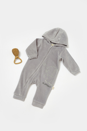 Momercy Sweet Elephant Organic Velvet Hat Baby Romper
