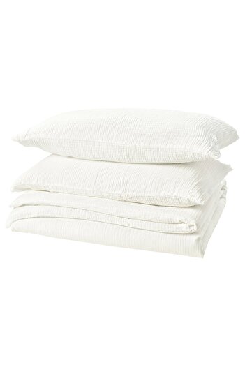 IKEA SCHERSMIN Duvet cover and 2 pillowcases, white, 240 x 220/50 x 80 cm