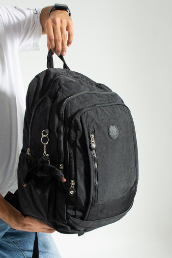 VESSARA Black Imported Waterproof Fabric Mega Size Backpack School Bag with Key Gift