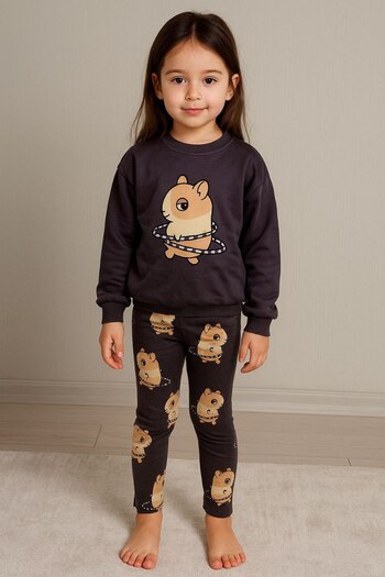Baby Digital Printed Sweat and Leggings 100% Cotton Daily Comfortable Sports Girl's Set