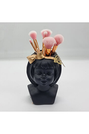 velve Girl ceramic holder package, black, with brush set included, Black