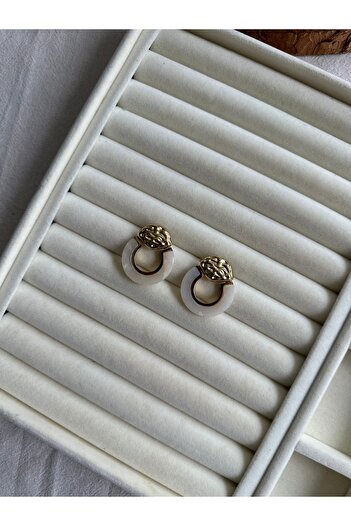 Rüya White Pearlescent Vintage Earrings