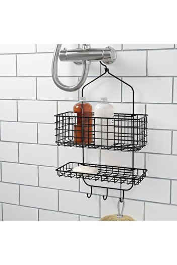 IKEA BLECKSJÖN Shower hanger, two tiers, black, 31 x 56 cm