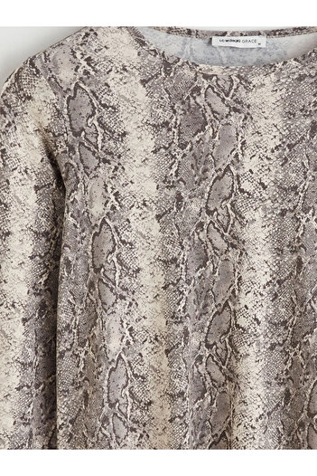 LC Waikiki Lcw Gracegri Crew Neck Patterned Blouse