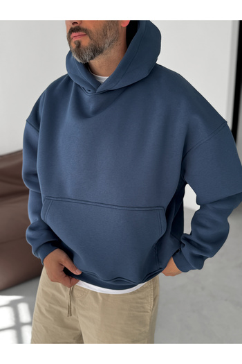 BYBASICMAN Lacivert Basic Kapüşonlu Sweatshirt JJ-163