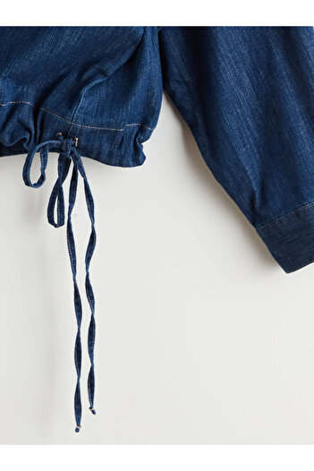 LC Waikiki Lcw Visionindigo Shirt Collar Jean Blouse