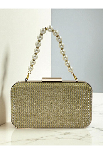Biçanta Gold Gold Color Pearls Handle Glitter Wire Wrapping Women Evening Dress Bag Wedding Engagement Graduation
