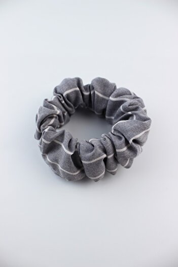 İLKYAZ Stripe Patterned Cotton Rubber Buckle Bagel Buckle - Gray