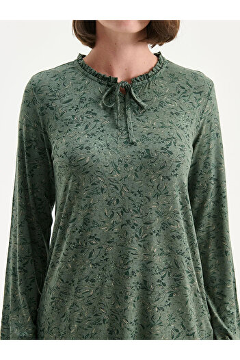 LC Waikiki Lcw Gracehaki Tie Neck Patterned Blouse
