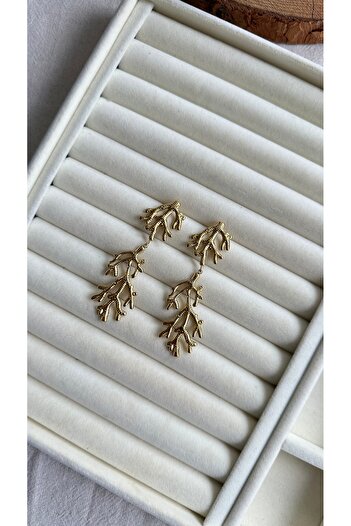 Rüya Steel Olive Branch Earrings