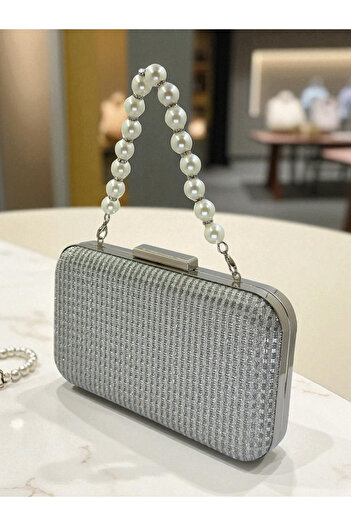 Biçanta Silver Gray Color Glitter Wire Wrapping Women Evening Dress Bag Wedding Engagement Graduation